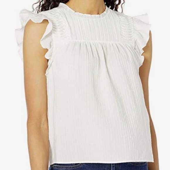 Club Monaco Tops - Club Monaco Short Sleeve Ruffle Blouse *White *  X Small * NWT